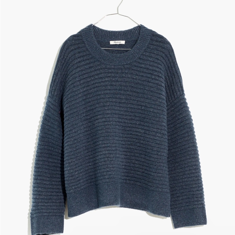 Madewell blue ribbed knit sweater, wool blend